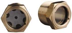 Trico - 1" Sight Diam, 3/4" Thread, 1-1/8" OAL, Viewport Sight Glass & Flow Sight - 1-1/8" Hex Head, Without Baffle - Eagle Tool & Supply