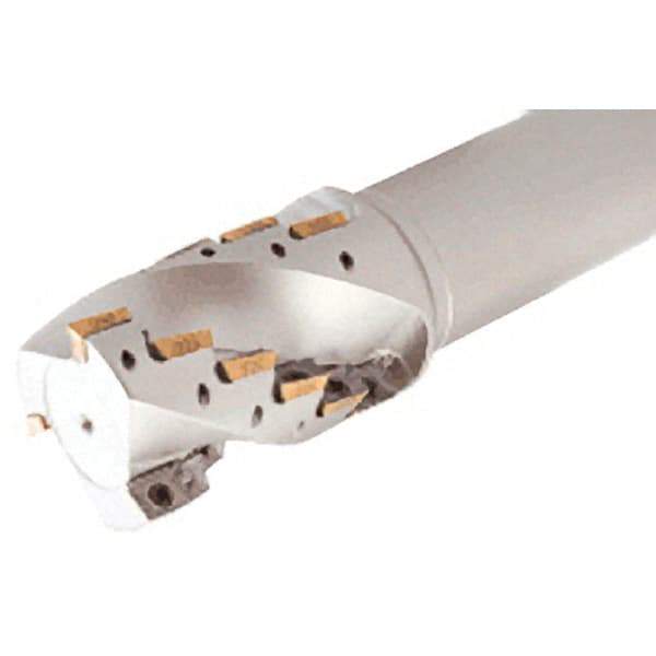 Iscar - 40mm Cut Diam, 55mm Max Depth of Cut, 32mm Shank Diam, 125mm OAL, Indexable Square Shoulder Helical End Mill - Weldon Shank, 90° Lead Angle, Series Helimill - Eagle Tool & Supply