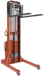 Wesco Industrial Products - 2,000 Lb Capacity, 86" Lift Height, Battery Operated Lift - 1-1/2" Lowered Height, 24" Load Center, 42" Fork Length, 56" Overall Width - Eagle Tool & Supply