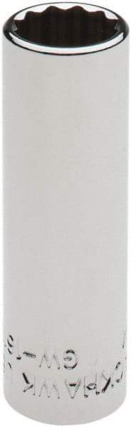 Blackhawk by Proto - 1/4" Drive, Deep Hand Socket - 12 Points, 1-15/16" OAL, Chrome Finish - Eagle Tool & Supply