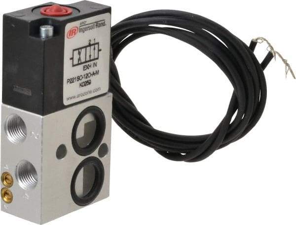 ARO/Ingersoll-Rand - 1/8", 4-Way Stacking Solenoid Valve with Speed Control - 120 VAC, 0.2 CV Rate, 2.4" High - Eagle Tool & Supply