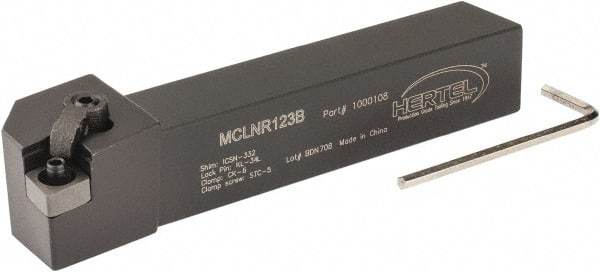 Hertel - MCLN, Right Hand Cut, 5° Lead Angle, 3/4" Shank Height x 3/4" Shank Width, Negative Rake Indexable Turning Toolholder - 4-1/2" OAL, CN..32. Insert Compatibility, Series Multi-Option - Eagle Tool & Supply