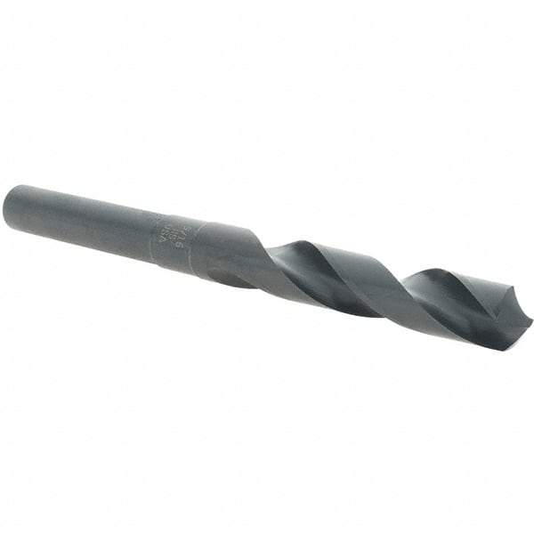 Cle-Line - 9/16" Drill, 118° Point, High Speed Steel Silver Deming & Reduced Shank Drill Bit - Oxide Finish, 6" OAL, Straight Shank, 3-1/8" Flute Length, Right Hand Cut, Standard Point, Spiral Flute, Regular Spiral - Eagle Tool & Supply