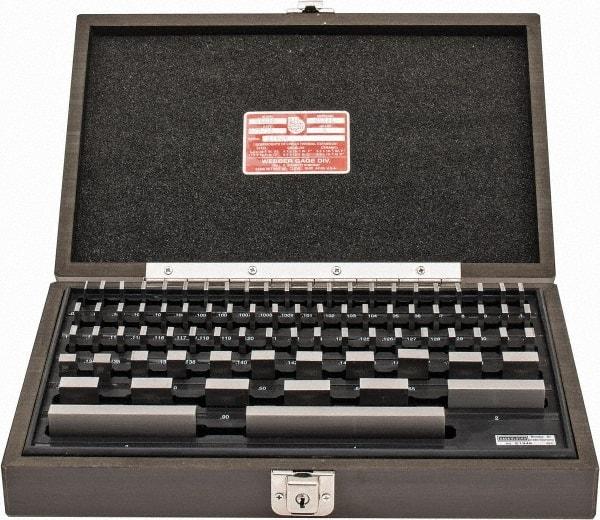 Starrett - 81 Piece, 0.05 to 4", Grade B, Steel Gage Block Set - Rectangular, 0.00005" Tolerance - Eagle Tool & Supply
