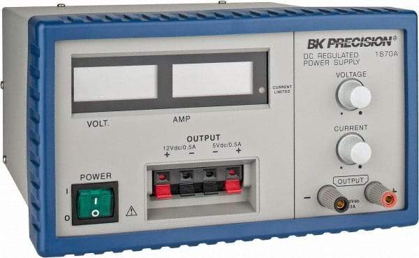 B&K Precision - 165 Watt, 0 to 3 Amp, 0 to 30V, 12V, 5V Output, Power Supply - 3 Outputs, 8-1/2 Inch Wide x 9-1/2 Inch Deep x 4.9 Inch High, 32 to 104°F, 3 Digit, LCD Display - Eagle Tool & Supply