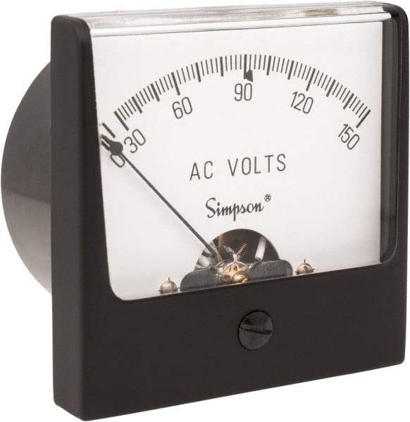 Simpson Electric - Analog, AC Voltmeter, Panel Meter - 60 Hz, 25000 Ohms at 60 Hz, 150 VAC - Eagle Tool & Supply