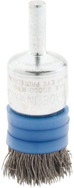 Anderson - 3/4" Brush Diam, Crimped, Flared End Brush - 1/4" Diam Shank, 20,000 Max RPM - Eagle Tool & Supply