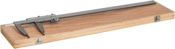 Value Collection - 0 to 24" Stainless Steel Vernier Caliper - 0.02mm Graduation, 4" Jaw Depth, 0.002" Accuracy, Includes Inside Diameter, Outside Diameter - Eagle Tool & Supply