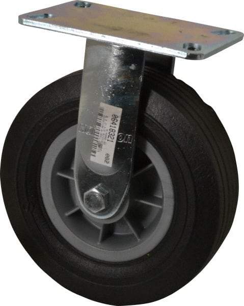 Hamilton - 8" Diam x 2-1/2" Wide x 9-1/2" OAH Top Plate Mount Rigid Caster - Rubber, 400 Lb Capacity, Ball Bearing, 4-1/2 x 6-1/4" Plate - Eagle Tool & Supply