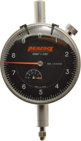 Peacock - 0.05" Range, 0-10 Dial Reading, 0.0001" Graduation Dial Drop Indicator - 2-3/64" Dial, 0.0003" Accuracy, Revolution Counter - Eagle Tool & Supply