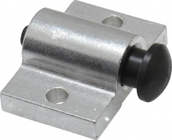 Vlier - 1-1/2" Base Width, 3/16" Stroke Len, 9/16" Stop Head OD, 1-1/8" Btw Mt Hole Ctrs, 7/8" Btw Mt Hole & Edge, Round Spring Locating Stop - 1" Body Len x 1-1/2" Body Width, 5/16" Base Thickness, 2 Lb Init, 14 Lb Mid, 25.9 Lb Final End Force - Eagle Tool & Supply