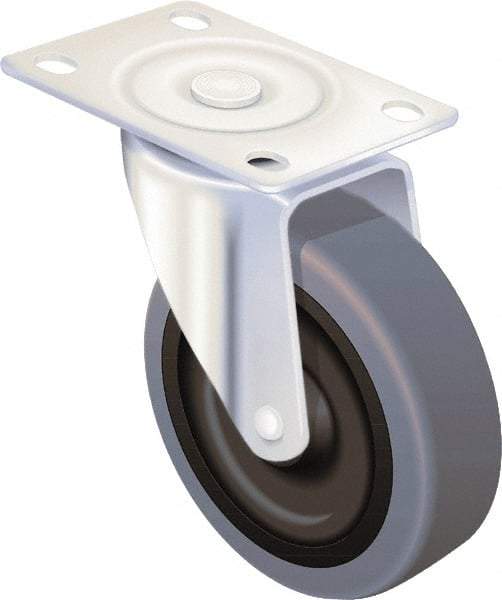 Shepherd - 3" Diam x 13/16" Wide x 3-1/2" OAH Swivel Caster - Soft Rubber, 110 Lb Capacity, Nylon Bearing, 2-5/8 x 3-3/4" Plate - Eagle Tool & Supply