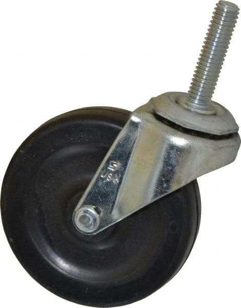 Shepherd - 3" Diam x 13/16" Wide x 3-1/2" OAH Stem Mount Swivel Caster - Soft Rubber, 110 Lb Capacity, Nylon Bearing, 3/8-16 x 1-1/2" Threaded Stem - Eagle Tool & Supply
