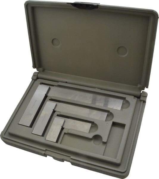 TESA Brown & Sharpe - 3 Piece, 1-1/2, 3, 4 Inch Base Length, 2, 4, 6 Inch Blade Length, Square Set - Accuracy Up to 0.0006 Inches, Steel, Includes Case - Eagle Tool & Supply