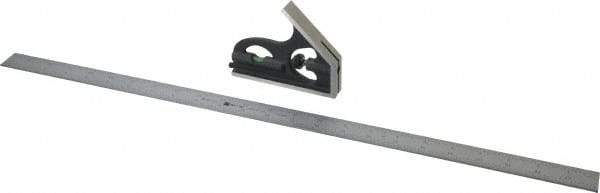 TESA Brown & Sharpe - 2 Piece, 24" Combination Square Set - 1/16, 1/32, 1/64 & 1/8" (4R) Graduation, Hardened Steel Blade, Hardened Steel Square Head - Eagle Tool & Supply