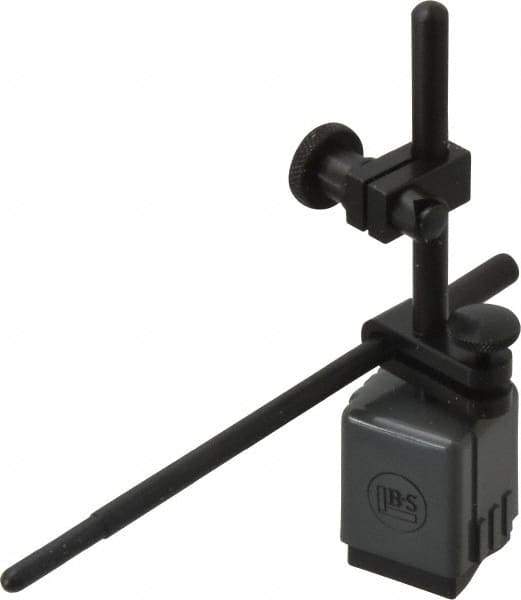 TESA Brown & Sharpe - 1-1/4" Long x 1-1/4" Wide x 1-3/4" High Magnetic Indicator Base with Holders - 4-1/2" Rod Length, Post Arm (Fixed Upright) - Eagle Tool & Supply