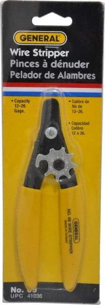 General - 26 to 12 AWG Capacity Precision Wire Stripper - 5-1/2" OAL, Plastic Coated Handle - Eagle Tool & Supply