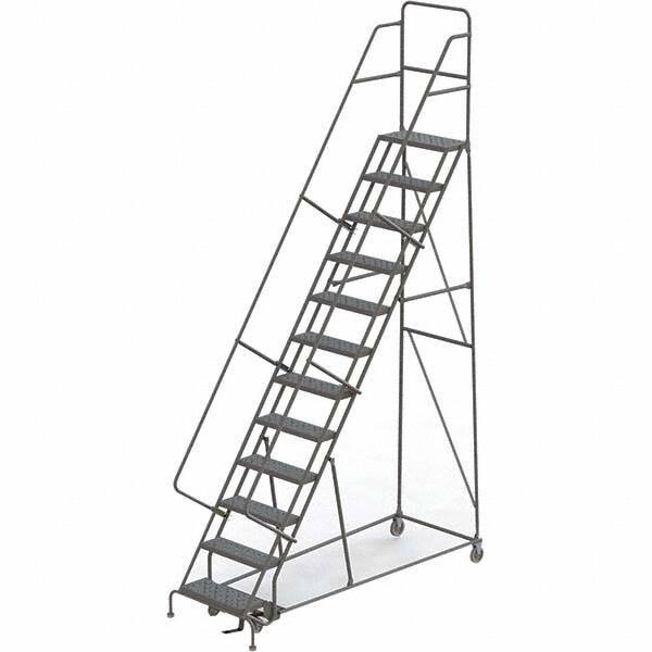 TRI-ARC - 156" 12 Step Rolling Platform Ladder - 450 Lb Capacity, 120" Platform Height, 35" Base Width x 90" Depth, Perforated Tread - Eagle Tool & Supply