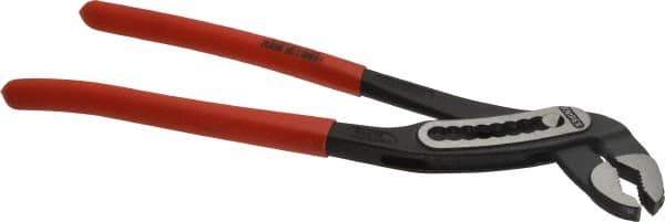 Knipex - 12" OAL, 2-3/4" Max Capacity, 9 Position Water Pump Tongue & Groove Pliers - Self-Gripping V-Jaws, Alligator Jaw Head, Plastic Dipped Handles - Eagle Tool & Supply
