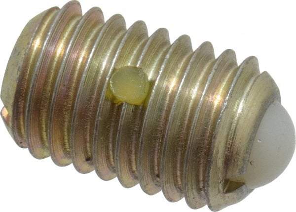 Gibraltar - 5/8-11, 0.375" Ball Diam, 0.984" Body Length, 0.096" Max Ball Reach, Threaded Ball Plunger - Steel Body, Nylon Ball, 7 Lb Initial End Force, 50 Lb Final End Force, Locking Element - Eagle Tool & Supply