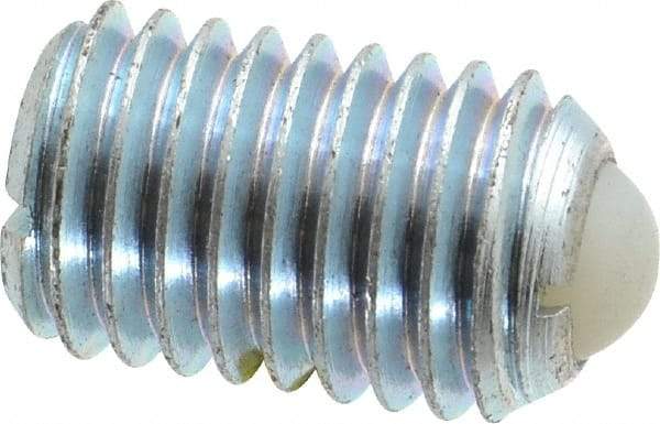 Gibraltar - 5/8-11, 0.375" Ball Diam, 0.984" Body Length, 0.096" Max Ball Reach, Threaded Ball Plunger - Steel Body, Nylon Ball, 4.5 Lb Initial End Force, 9 Lb Final End Force, Locking Element - Eagle Tool & Supply