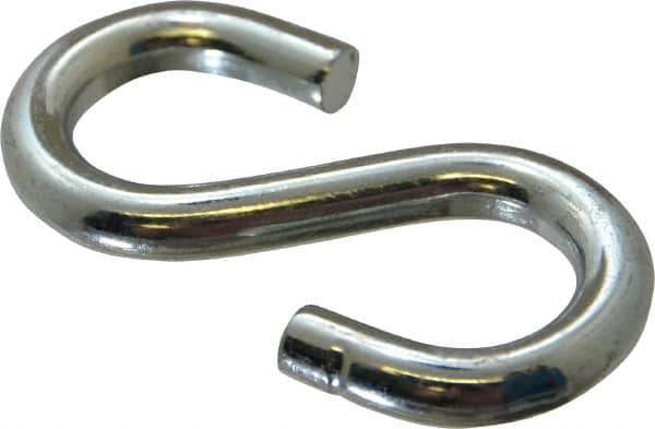 Made in USA - 1/2" Opening, Low Carbon Steel Electrogalvanized S-Hook - 132 Lb Capacity, 7/8" ID, 0.312" Wire, 3" OAL - Eagle Tool & Supply