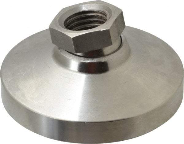 Gibraltar - 3357 kg Capacity, M20 Thread, 38mm OAL, Steel Stud, Tapped Pivotal Socket Mount Leveling Pad - 76mm Base Diam, Stainless Steel Pad, 27mm Hex - Eagle Tool & Supply