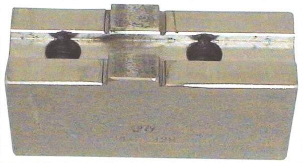 H & R Manufacturing - 8" Chuck Capacity, Tongue & Groove Attachment, Square Soft Lathe Chuck Jaw - Steel, 1-3/4" Btw Mount Hole Ctrs, 3-1/2" Long x 1-1/2" Wide x 3-3/8" High, 5/16" Groove - Eagle Tool & Supply