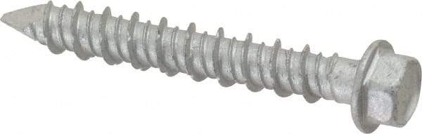 Made in USA - 1/4" Diam, 1-3/4" Length Under Head, Hex Drive, Concrete Screw & Masonry Fastener - Stainless Steel, Climashield Finish, Includes Drill Bit - Eagle Tool & Supply