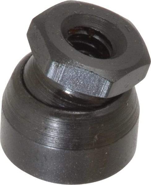 TE-CO - 1/4-20, 5/8" Pad Diam, Uncoated Bottom, Steel Toggle Pad - 13/32 Depth, 5/8" OAL, 1/2" Width Across Flats, Black Oxide Coated, Grade 12L14, 10° Swivel Angle - Eagle Tool & Supply
