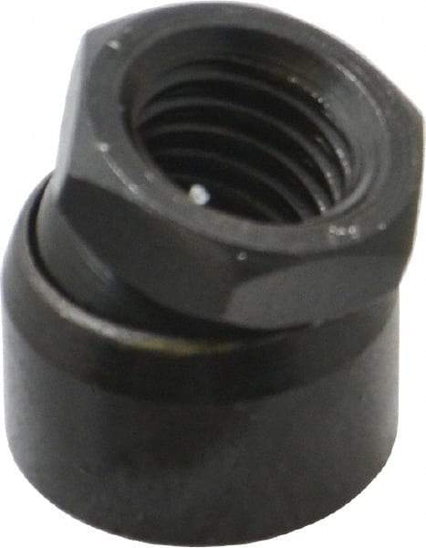 TE-CO - 5/8-11, 1" Pad Diam, Uncoated Bottom, Steel Toggle Pad - 9/16 Depth, 1-1/16" OAL, 7/8" Width Across Flats, Black Oxide Coated, Grade 12L14, 10° Swivel Angle - Eagle Tool & Supply