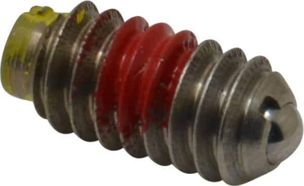 TE-CO - 1/4-20, 0.125" Ball Diam, 17/32" Body Length, 0.035" Max Ball Reach, Threaded Ball Plunger - Stainless Steel Body, Stainless Steel Ball, 4 Lb Initial End Force, 12 Lb Final End Force, Locking Element - Eagle Tool & Supply