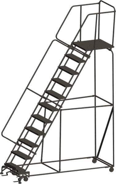 Ballymore - 143" 11 Step Ladder - 450 Lb Capacity, 110" Platform Height, 32" Base Width x 94" Depth, Heavy-Duty Serrated Grating - Eagle Tool & Supply