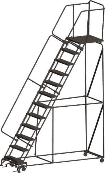 Ballymore - 153" 12 Step Ladder - 450 Lb Capacity, 120" Platform Height, 32" Base Width x 101" Depth, Heavy-Duty Serrated Grating - Eagle Tool & Supply