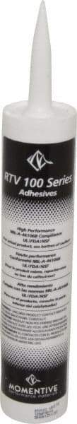 Momentive Performance Materials - 10.1 oz Tube White RTV Silicone Joint Sealant - 204.44°F Max Operating Temp, 20 min Tack Free Dry Time, 24 hr Full Cure Time, Series RTV100 - Eagle Tool & Supply