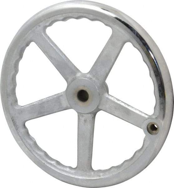 Gibraltar - 12", 5 Spoke Offset Handwheel - 0.622" Bore Diam, 2-5/32" Hub, Cast Iron, Chrome Plated Finish - Eagle Tool & Supply