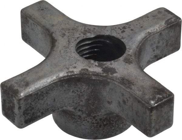 Made in USA - 3" Diam, 5/8-11 Thread, 1-1/4" High, Cast Steel, Cadmium Plated, Quick Acting Hand Knob - 1-1/4" Hub Diam, 41/64" Quick Release Distance, 5/8" Hub Height, 5/8" Head Height - Eagle Tool & Supply