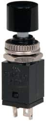 GC/Waldom - 0.315 Inch Mount Hole, Miniature Pushbutton Switch Only - Round, Black Pushbutton, Nonilluminated, Maintained (MA), On-On - Eagle Tool & Supply