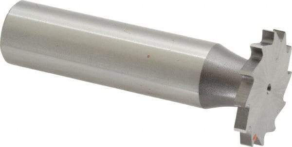 Made in USA - 7/8" Diam x 3/32" Face Width, High Speed Steel, 14 Teeth, Shank Connection Woodruff Keyseat Cutter - Uncoated, 2-5/32" OAL x 1/2" Shank, Straight Teeth - Eagle Tool & Supply