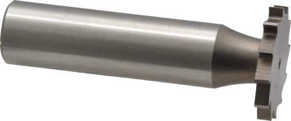 Made in USA - 7/8" Diam x 7/64" Face Width, High Speed Steel, 14 Teeth, Shank Connection Woodruff Keyseat Cutter - Uncoated, 2-5/32" OAL x 1/2" Shank, Straight Teeth - Eagle Tool & Supply