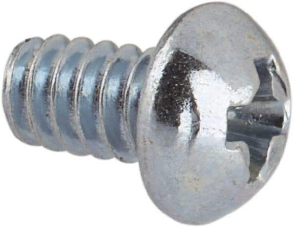 Value Collection - #4-40 UNC, 3/16" Length Under Head Phillips Drive Machine Screw - Round Head, Grade J82 Steel, Zinc-Plated Finish, Without Washer - Eagle Tool & Supply