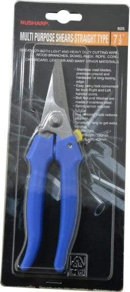 Value Collection - 3" LOC, 7-1/2" OAL Light Duty Shears - Ambidextrous, Plastic Straight Handle, For General Purpose Use - Eagle Tool & Supply