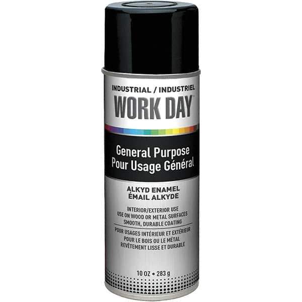 Krylon - Black, Gloss, Enamel Spray Paint - 9 to 13 Sq Ft per Can, 10 oz Container, Use on Ceramics, Glass, Metal, Plaster, Wood - Eagle Tool & Supply