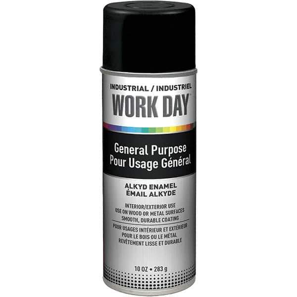 Krylon - Black, 10 oz Net Fill, Flat, Enamel Spray Paint - 9 to 13 Sq Ft per Can, 10 oz Container, Use on Ceramics, Glass, Metal, Plaster, Wood - Eagle Tool & Supply