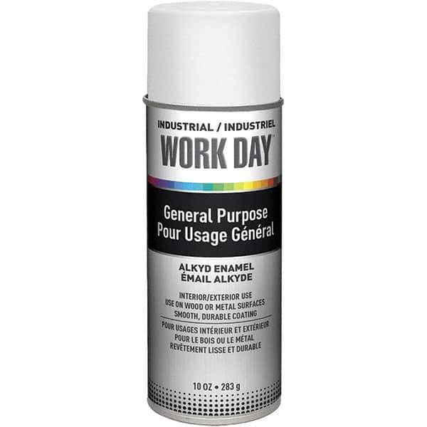 Krylon - White, Flat, Enamel Spray Paint - 9 to 13 Sq Ft per Can, 10 oz Container, Use on Ceramics, Glass, Metal, Plaster, Wood - Eagle Tool & Supply