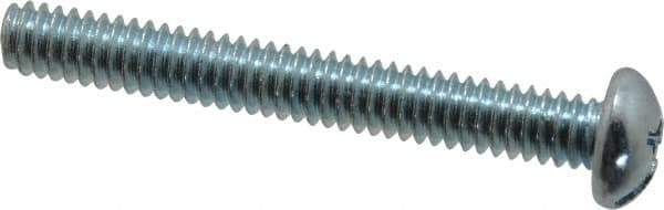 Value Collection - 1/4-20 UNC, 2" Length Under Head Slotted/Phillips Drive Machine Screw - Round Head, Grade J82 Steel, Zinc-Plated Finish, Without Washer - Eagle Tool & Supply