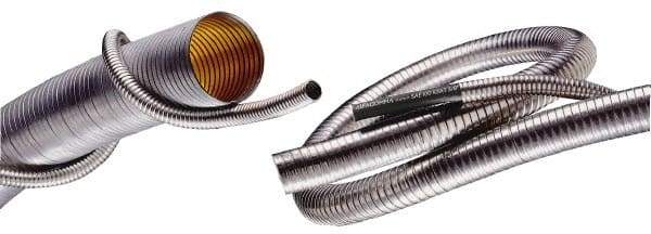 Kuriyama of America - 1-1/2" ID x 1-3/4" OD, -60 to 750°F, Galvanized Steel Unlined Flexible Metal Duct Hose - 0.017 to 0.02 Gage Thickness, 12" Bend Radius, 25' Long - Eagle Tool & Supply