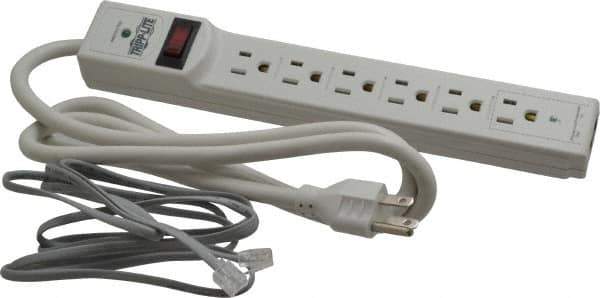 Tripp-Lite - 6 Outlets, 120 Volts, 15 Amps, 4' Cord, Power Outlet Strip - Free Hanging, Keyhole Mount, 5-15P NEMA Configuration, 10.8" Strip, UL1449 3rd Edition - Eagle Tool & Supply