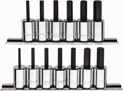 Paramount - 13 Piece 3/8" Drive Inch/Metric Hex Bit Socket Set - 1/8 to 3/8" Hex - Eagle Tool & Supply