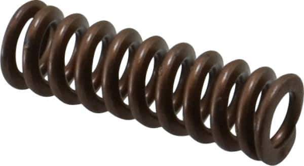Associated Spring Raymond - 1/2" Hole Diam, 9/32" Rod Diam, 1-1/2" Free Length, Gold Die Spring - 69.8 Lb Max Deflection, 0.45" Max Deflection, Heavy Duty, Chromium Alloy Steel - Eagle Tool & Supply
